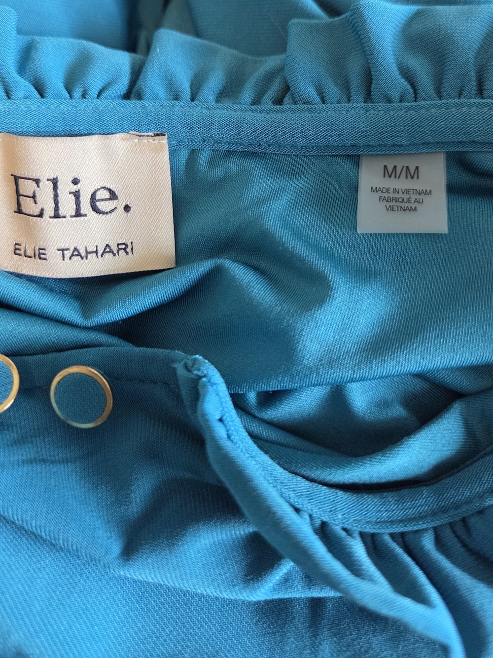Elie Tahari Teal Ruffle-Neck Tank Size M - Picture 3 of 11